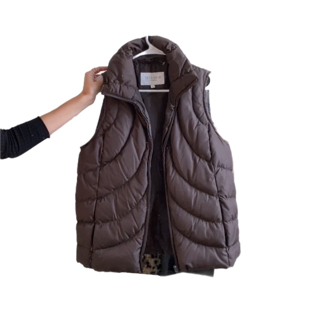 brown puffer vest